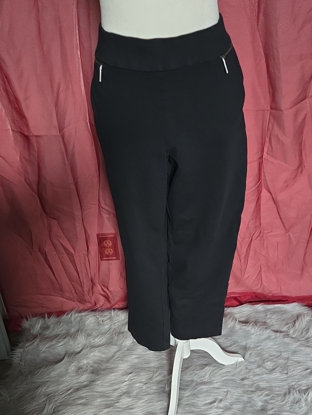 Lane Bryant Black Pull-On Cropped Ankle Pants with Zip Accents